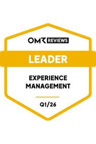 OMR Reviews Badge «Leader» im Bereich Experience Management für Q1/26 – Auszeichnung für führende Anbieter von Customer Experience Lösungen.